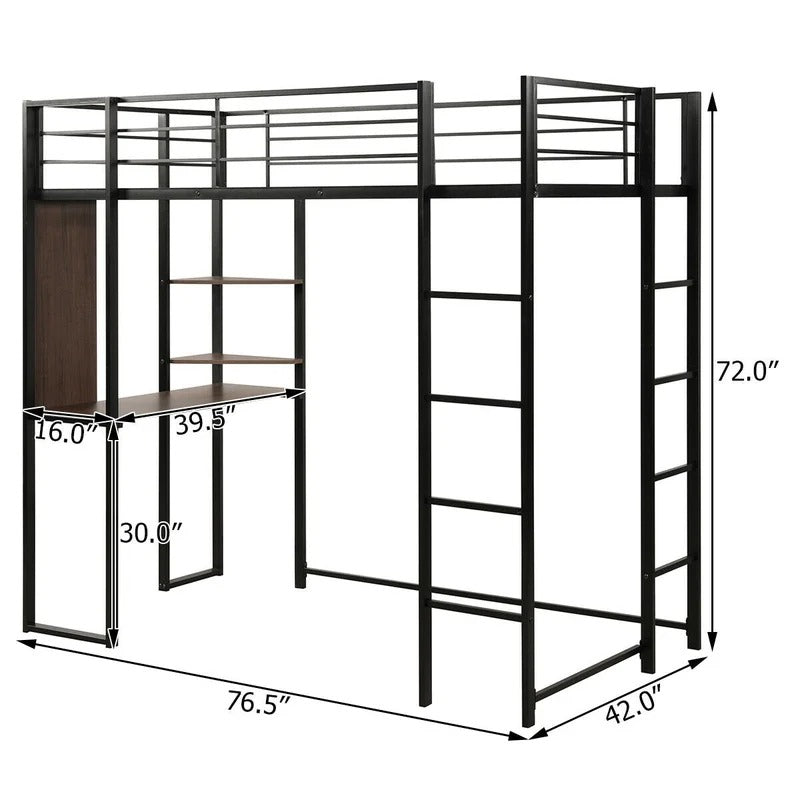 Bunk Bed: Modern Highsleeper Bunk Bed with Shelves