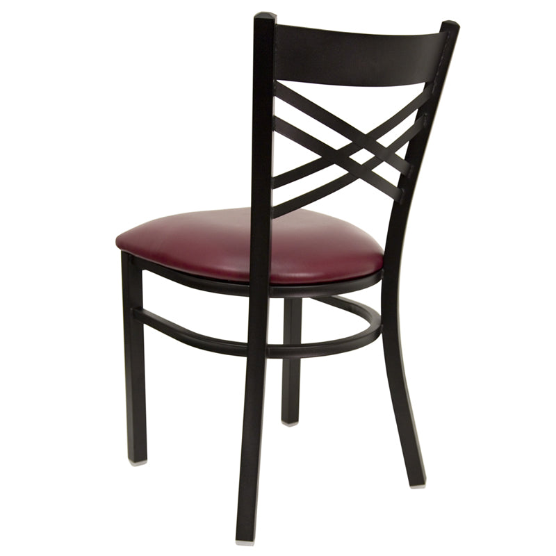 Cafe Chair: 19.5 in. Black Metal and Viny Restaurant Chair