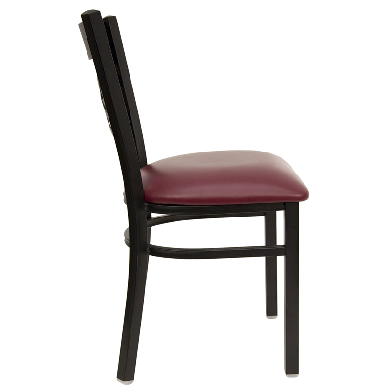 Cafe Chair: 19.5 in. Black Metal and Viny Restaurant Chair