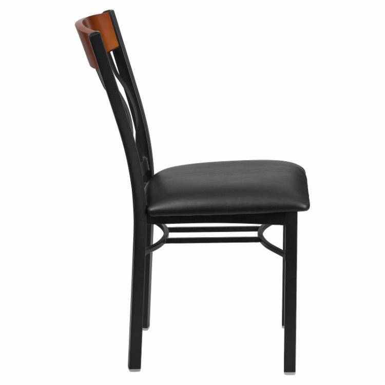 Cafe Chair: 19.5 in. Metal and Wood Restaurant Chair