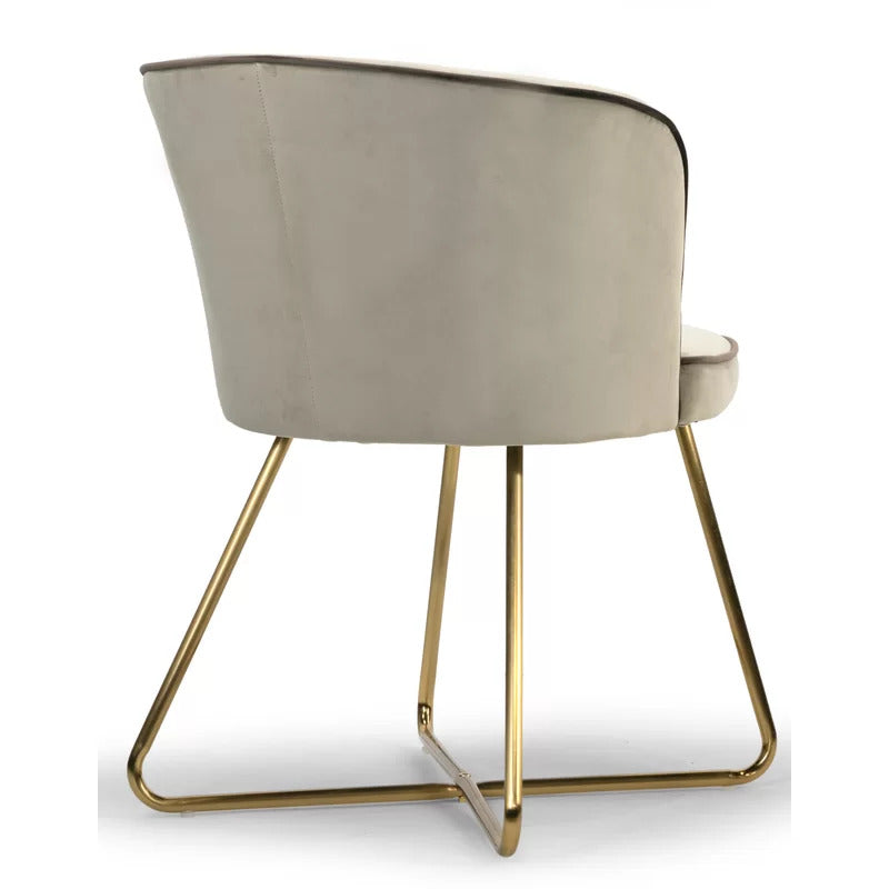 Cafe Chair: Beige Velvet Metal Wingback, Restaurant Chair 