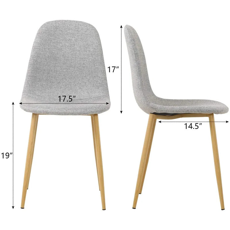 Cafe Chair: Grey Linen Side Restaurant Chair (Set of 4)