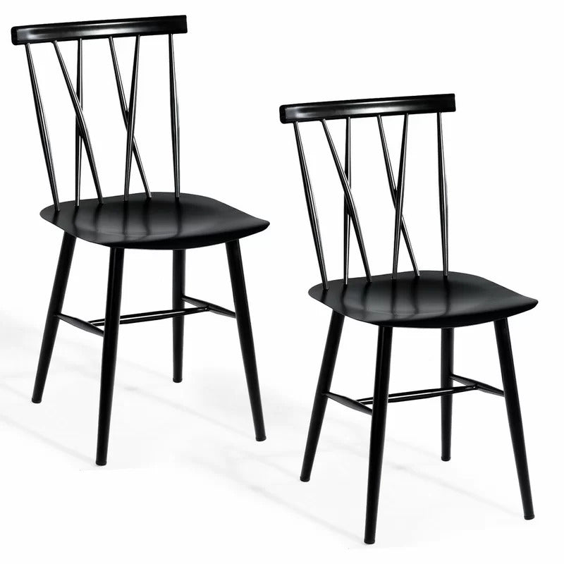 Cafe Chair: Metal Slat Back Restaurant Chair (Set of 2)