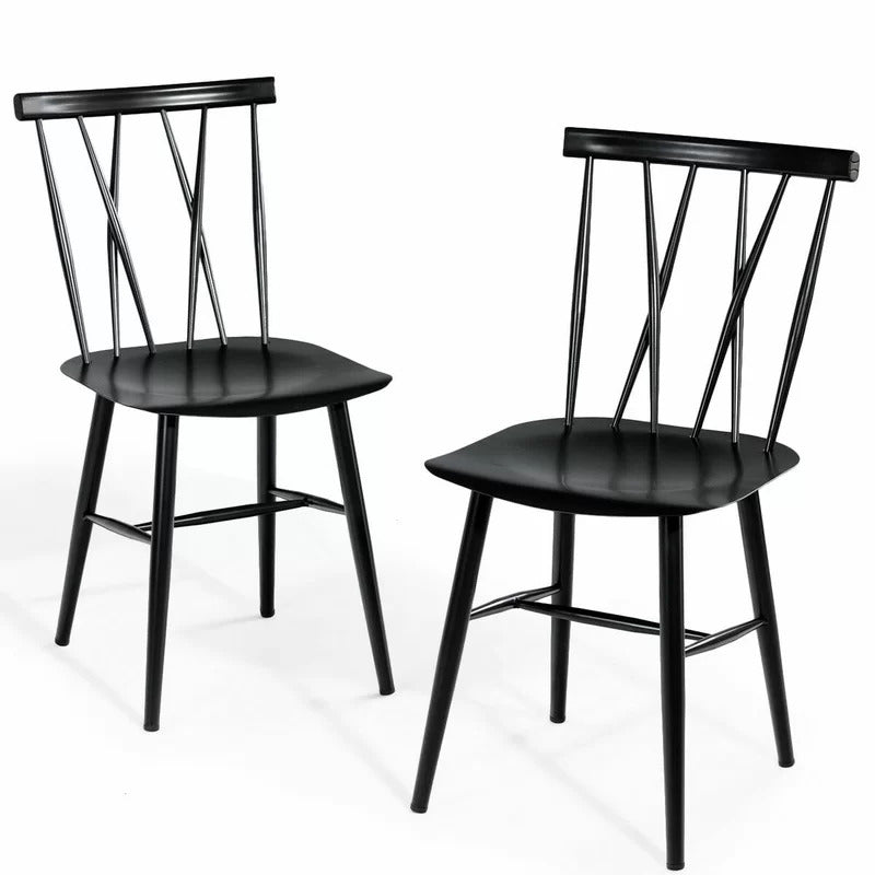 Cafe Chair: Metal Slat Back Restaurant Chair (Set of 2)