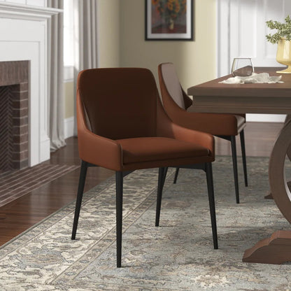 Cafe Chair: Upholstered Parsons Chair in Chocolate (Set of 2)