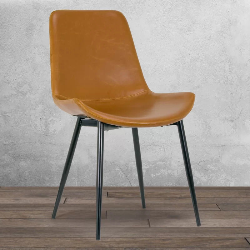 Cafe Chair: Upholstered Side Chair in Caramel Brown (Set of 2)