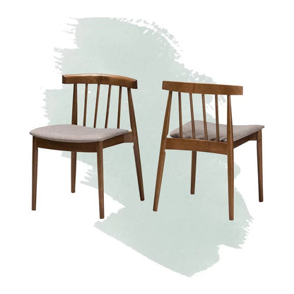 Cafe Chair: Walnut Slat Back Restaurant Chair (Set of 2)