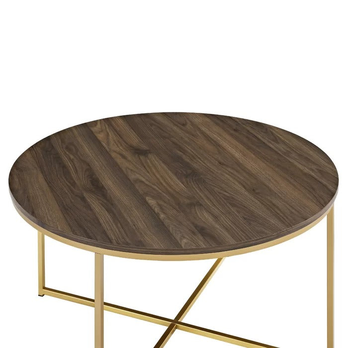 Center Table: 36" Cross Legs Round Coffee Table