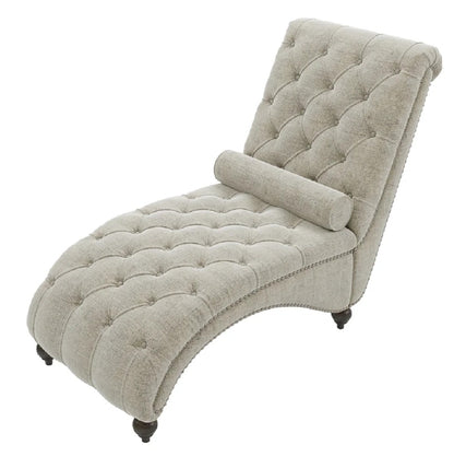 Lounge Chair: Comfy Lounge Chair Chaise with Padded Backrest and Tufted Nailhead