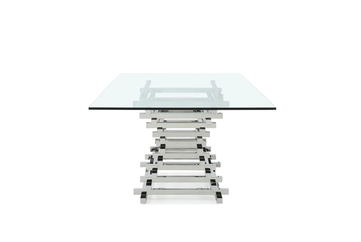 Dining Table: Cream Glass Dining Table