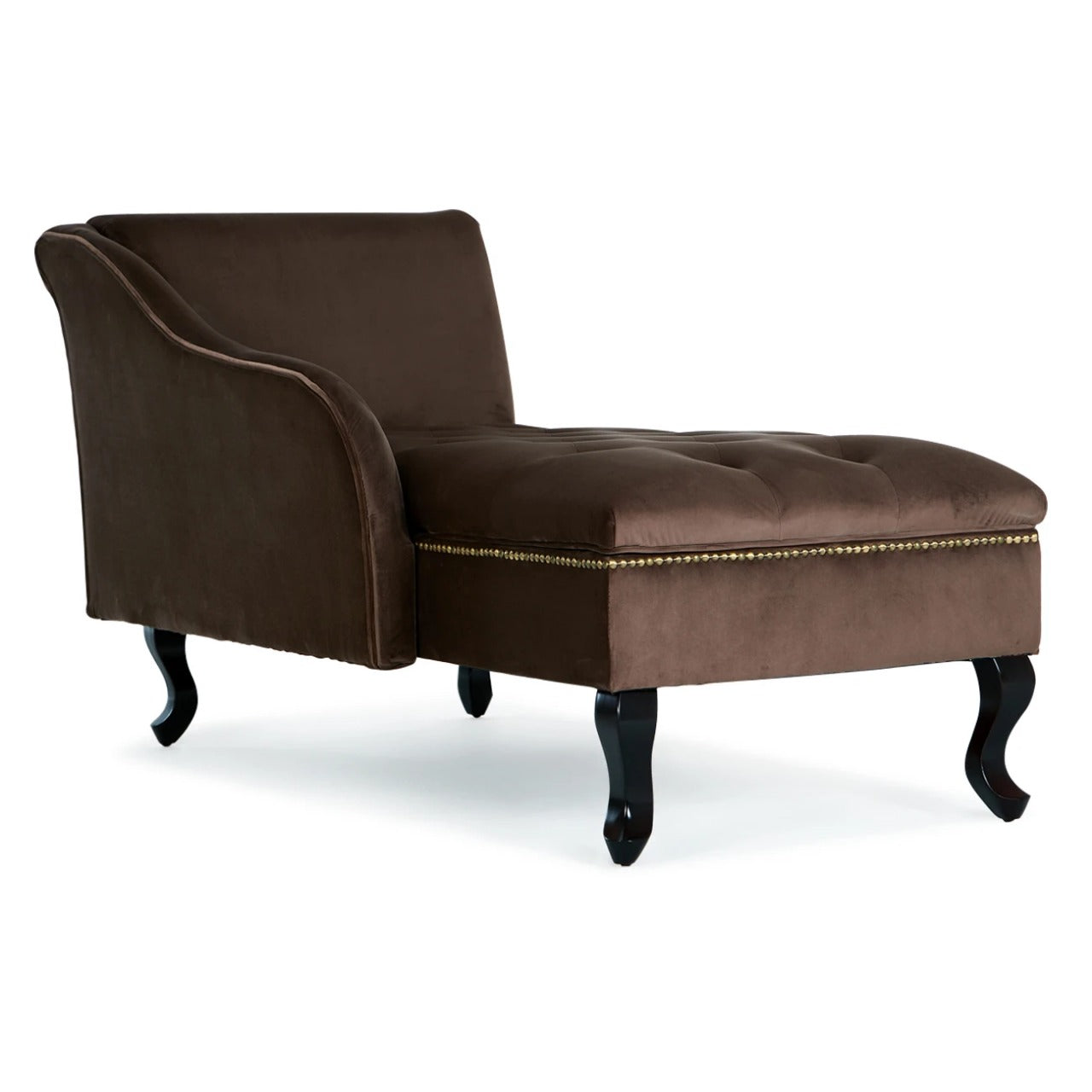 Tufted Chaise: Cozy Brown Velveteen Tufted Chaise Lounge