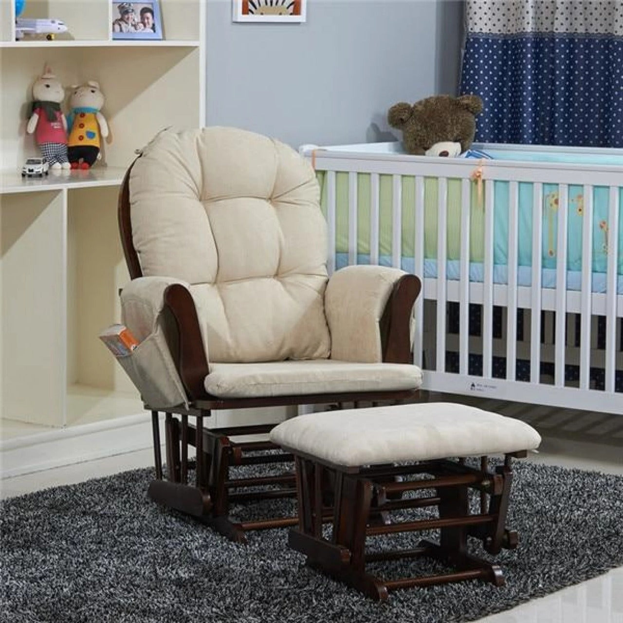 Rocking Chair: Solid Frame Rocking Chair With Ottoman