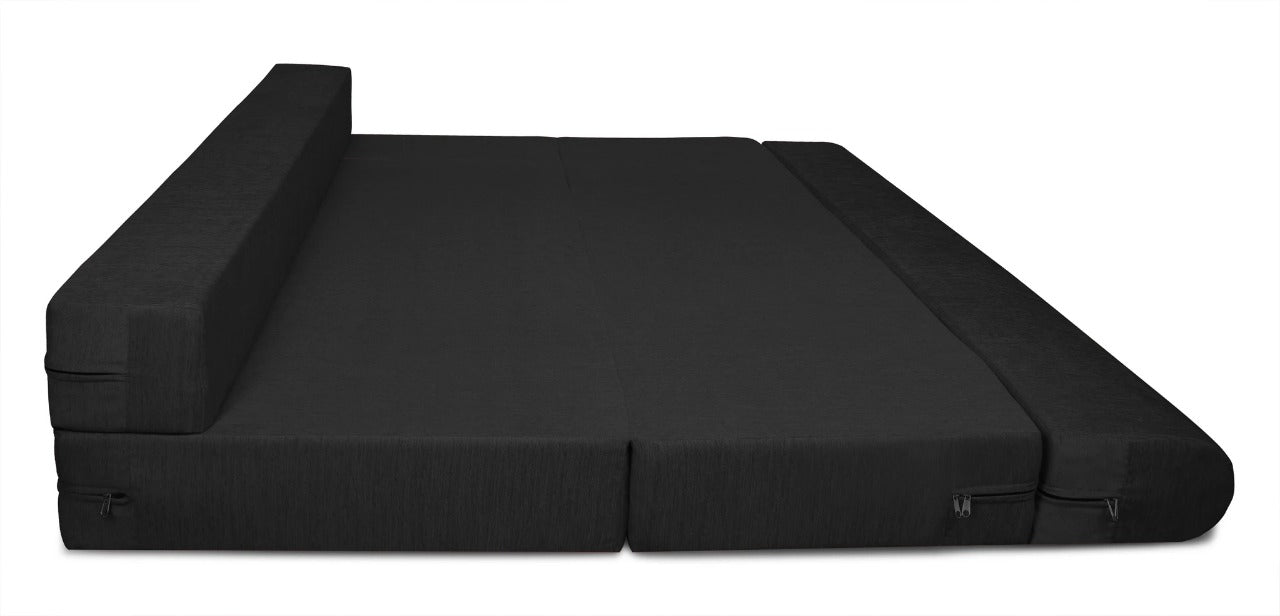 Sofa Cum Beds: 3 SEATER SOFA CUM BED-Black with Free micro fiber Designer cushions