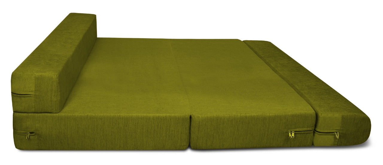 Sofa Cum Beds: 2 Seater Sofa Bed-Green- 4ft x 6ft with Free micro fiber Designer cushions