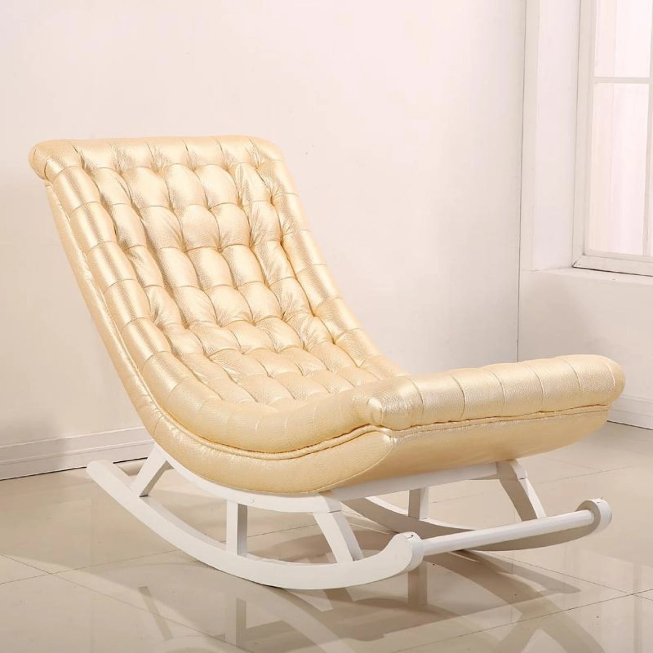 Rocking Chair: Glossy Leatherette Rocking Chair