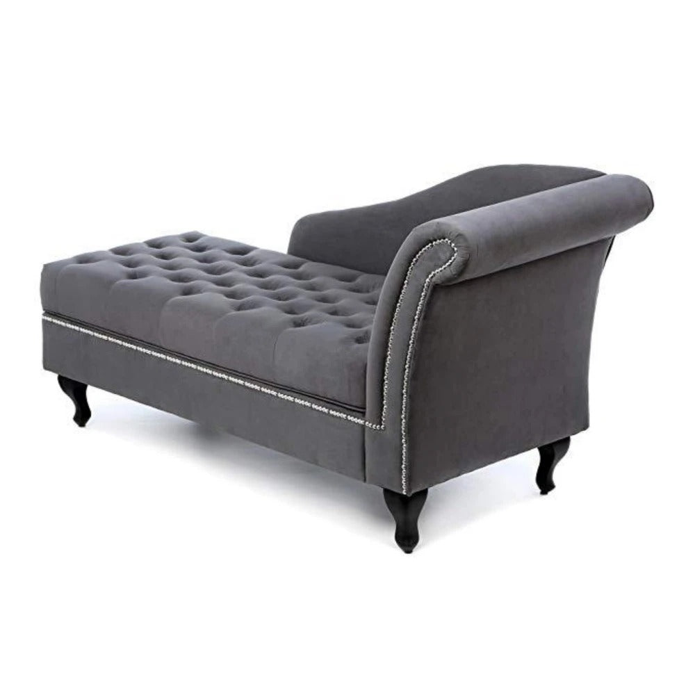 Chaise Lounge: Contemporary Suede Upholstered Seat For Living Room