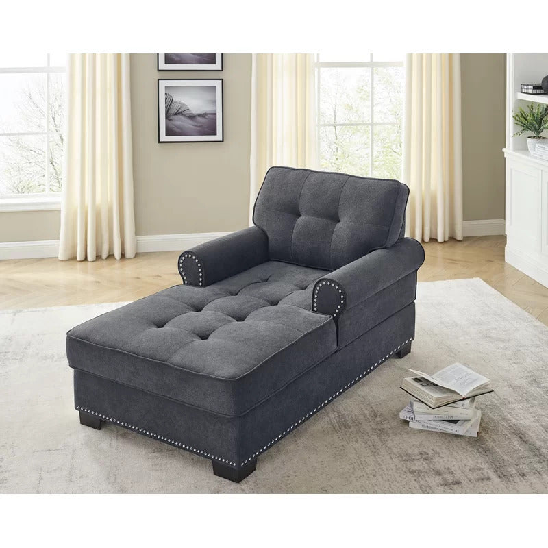 Chaise Lounge: Calma Tufted Two Arms Rolled Design Chaise Lounge