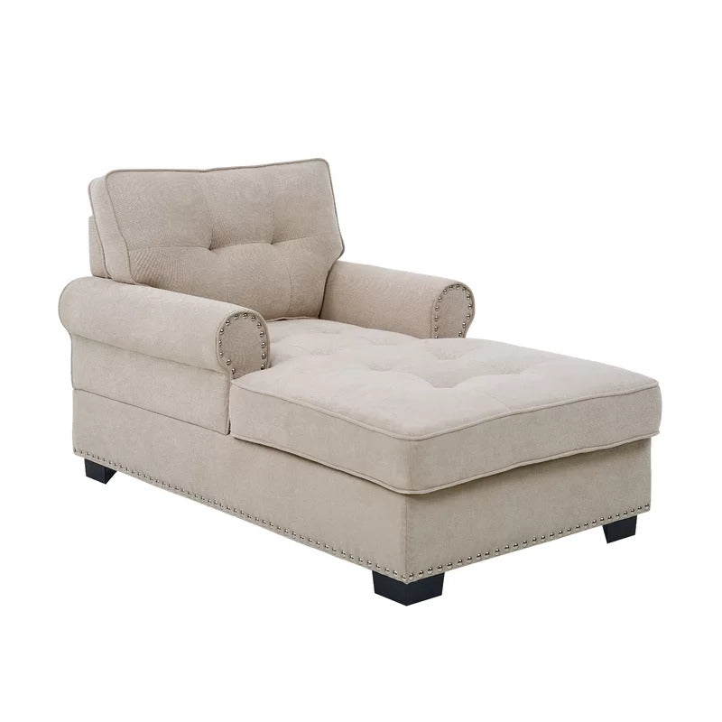 Chaise Lounge: Calma Tufted Two Arms Rolled Design Chaise Lounge