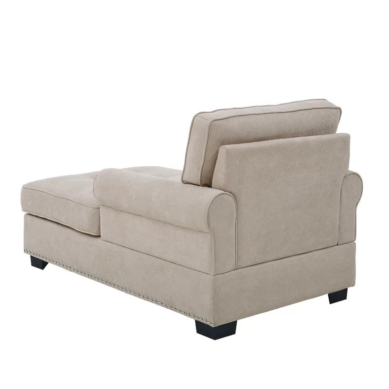 Chaise Lounge: Calma Tufted Two Arms Rolled Design Chaise Lounge