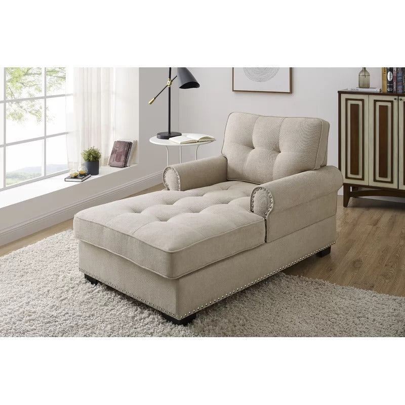 Chaise Lounge: Calma Tufted Two Arms Rolled Design Chaise Lounge