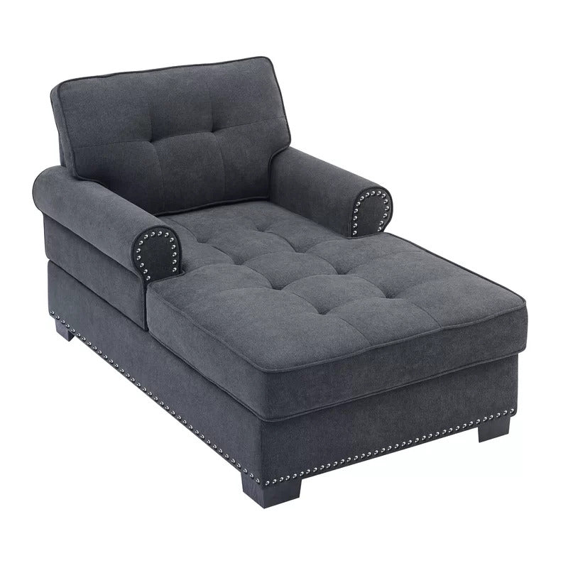 Chaise Lounge: Calma Tufted Two Arms Rolled Design Chaise Lounge