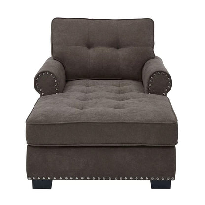 Chaise Lounge: Calma Tufted Two Arms Rolled Design Chaise Lounge