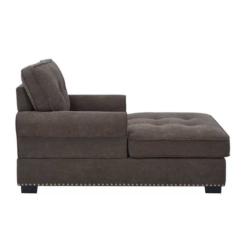 Chaise Lounge: Calma Tufted Two Arms Rolled Design Chaise Lounge