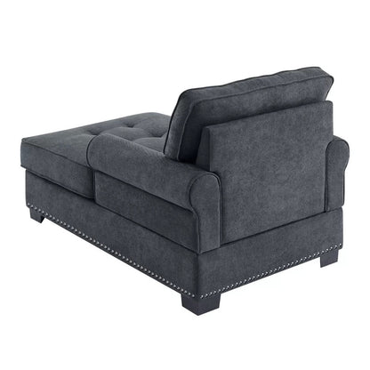 Chaise Lounge: Calma Tufted Two Arms Rolled Design Chaise Lounge