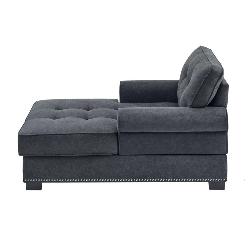 Chaise Lounge: Calma Tufted Two Arms Rolled Design Chaise Lounge