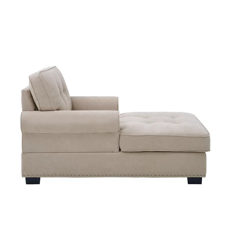 Chaise Lounge: Calma Tufted Two Arms Rolled Design Chaise Lounge