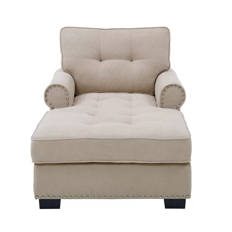 Chaise Lounge: Calma Tufted Two Arms Rolled Design Chaise Lounge