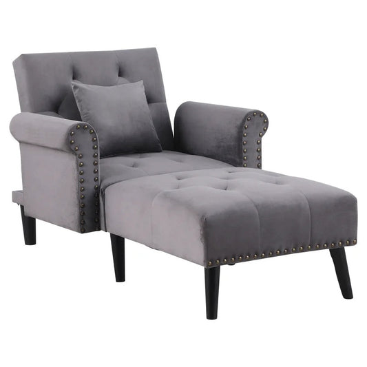 Chaise Lounge: Cannon Tufted Round Arms Reclining Chaise Lounge