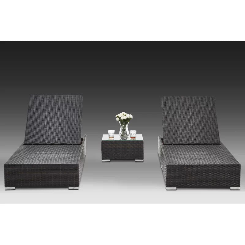 Chaise Lounge: Fomitet 74.8'' Long Reclining Single Chaise with Cushions and Table (Set of 2)
