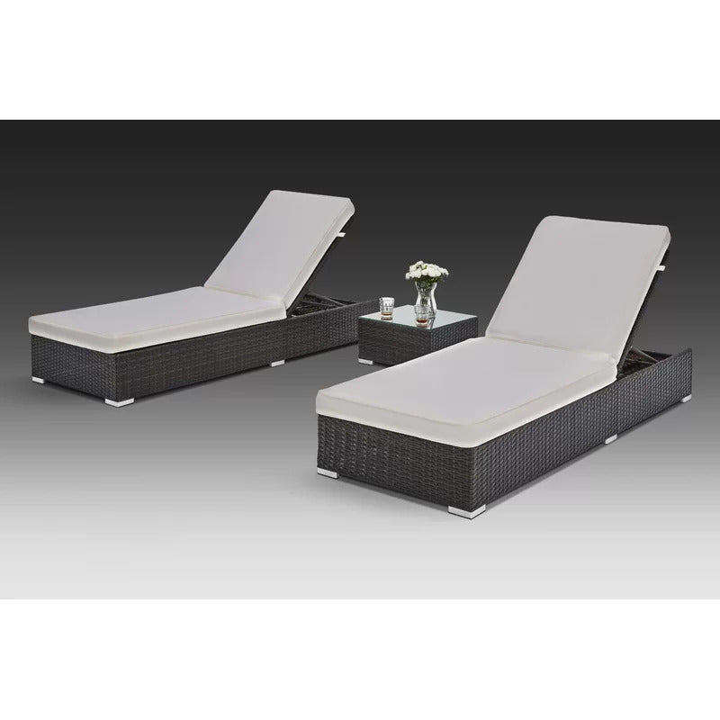 Chaise Lounge: Fomitet 74.8'' Long Reclining Single Chaise with Cushions and Table (Set of 2)