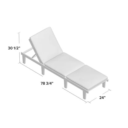 Chaise Lounge: Maeshello 78.74'' Long Reclining Acacia Chaise Lounge Set with Cushions (Set of 2)
