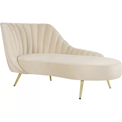 Chaise Lounge: Mardo Velvet Left-Arm Chaise Recessed Arms