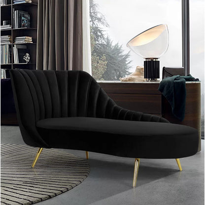 Chaise Lounge: Mardo Velvet Left-Arm Chaise Recessed Arms