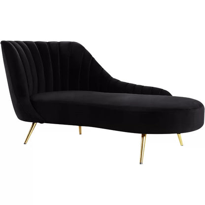 Chaise Lounge: Mardo Velvet Left-Arm Chaise Recessed Arms