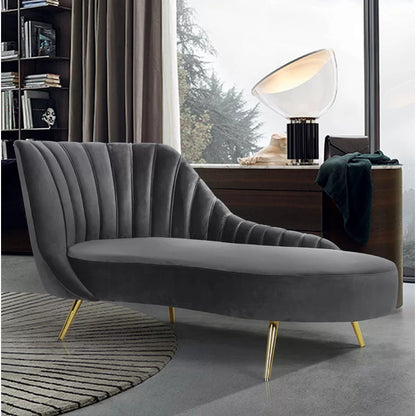 Chaise Lounge: Mardo Velvet Left-Arm Chaise Recessed Arms