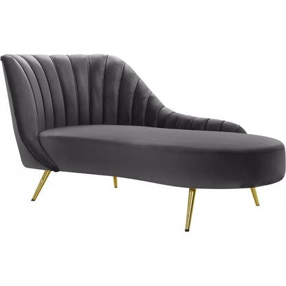 Chaise Lounge: Mardo Velvet Left-Arm Chaise Recessed Arms