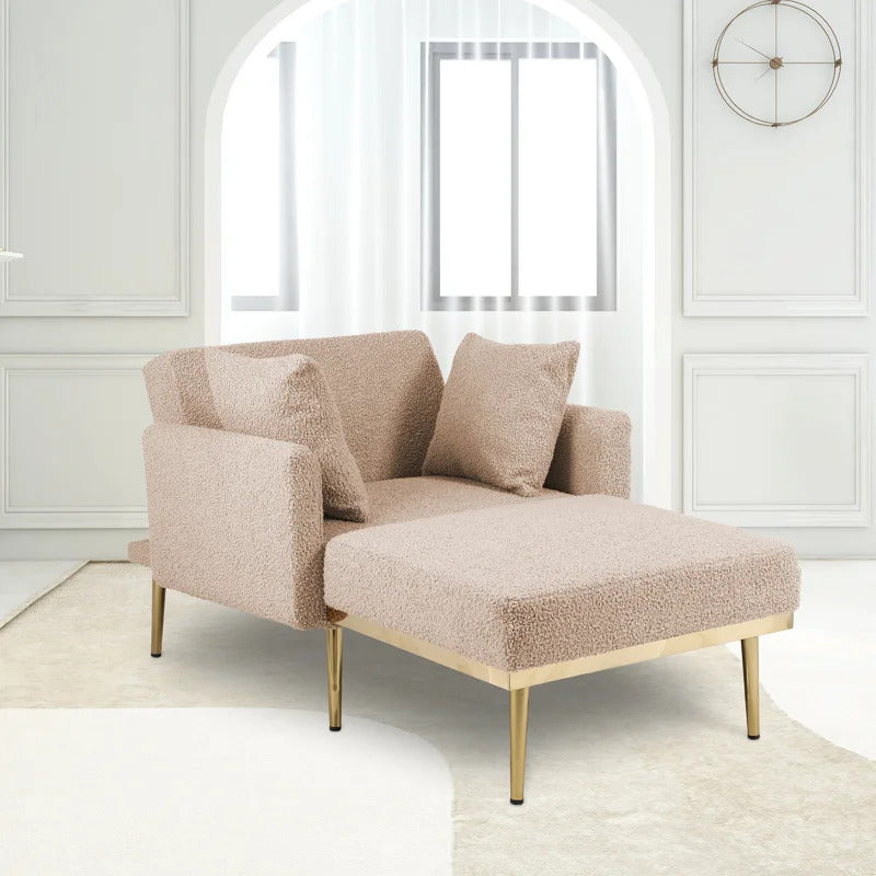 Chaise Lounge: Stylish Tufted Two Arm Flared Arms Reclining Chaise Lounge