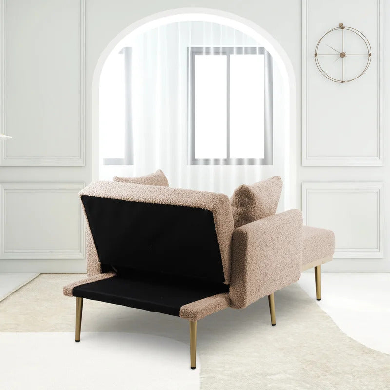 Chaise Lounge: Stylish Tufted Two Arm Flared Arms Reclining Chaise Lounge