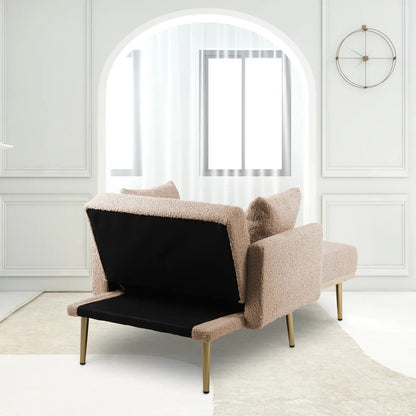 Chaise Lounge: Stylish Tufted Two Arm Flared Arms Reclining Chaise Lounge