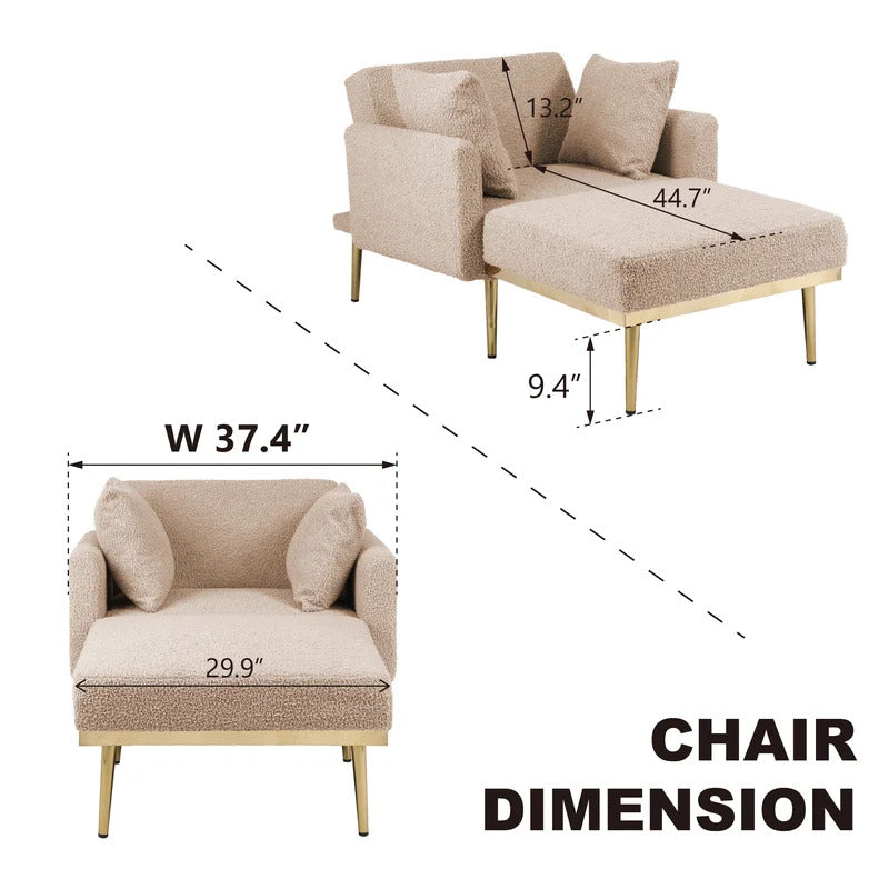 Chaise Lounge: Stylish Tufted Two Arm Flared Arms Reclining Chaise Lounge