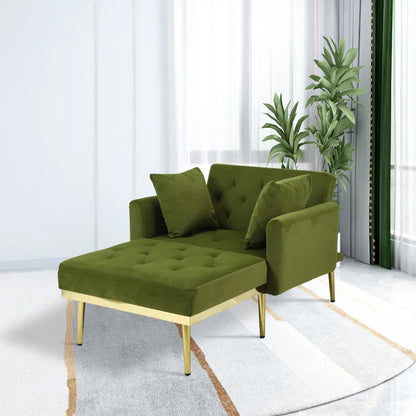 Chaise Lounge: Stylish Tufted Two Arm Flared Arms Reclining Chaise Lounge