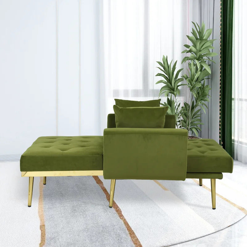 Chaise Lounge: Stylish Tufted Two Arm Flared Arms Reclining Chaise Lounge