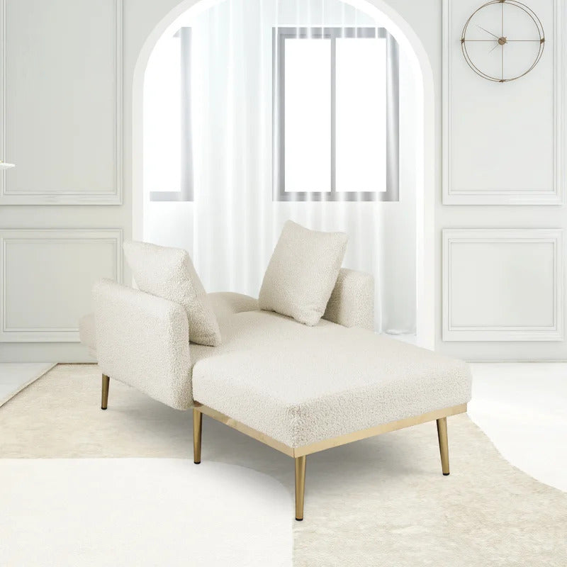 Chaise Lounge: Stylish Tufted Two Arm Flared Arms Reclining Chaise Lounge