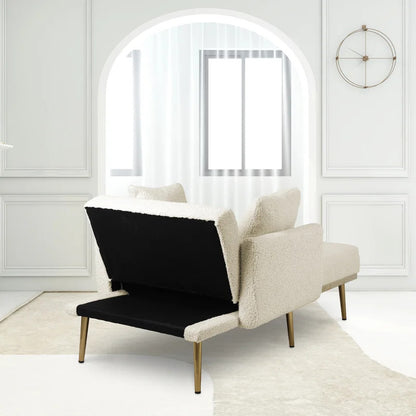 Chaise Lounge: Stylish Tufted Two Arm Flared Arms Reclining Chaise Lounge