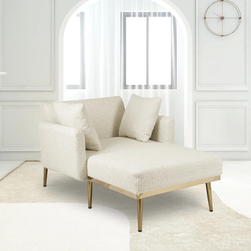 Chaise Lounge: Stylish Tufted Two Arm Flared Arms Reclining Chaise Lounge