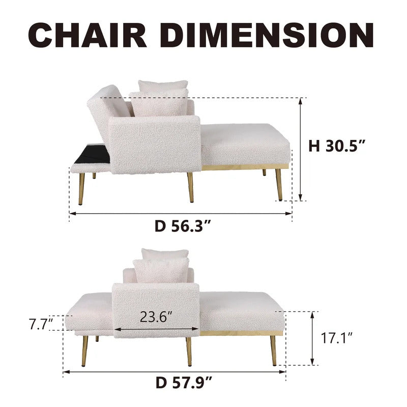 Chaise Lounge: Stylish Tufted Two Arm Flared Arms Reclining Chaise Lounge